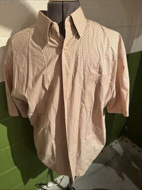 Burma Bibas Men's Short-Sleeve Button-Down Shirt in Light Beige Micro-Print
